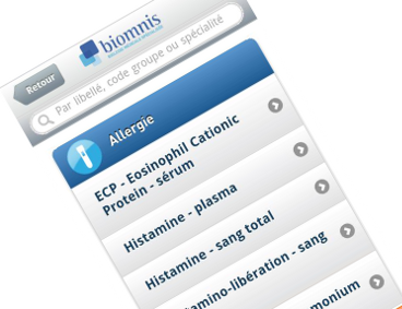 Une application mobile Biomnis