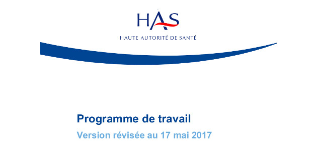 Le programme de travail 2017 révisé de la HAS