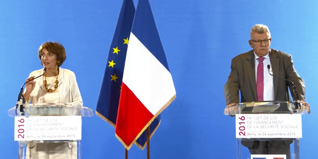Marisol Touraine et Christian Eckert lors de la présentation du PLFSS 2016 le 24 septembre 2015. © Ministère du Budget