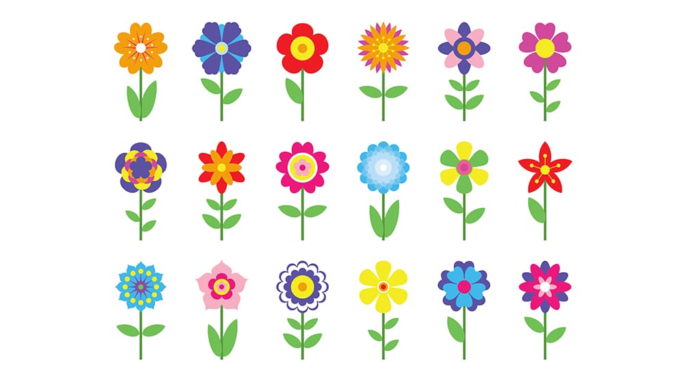 set de dessins de fleurs